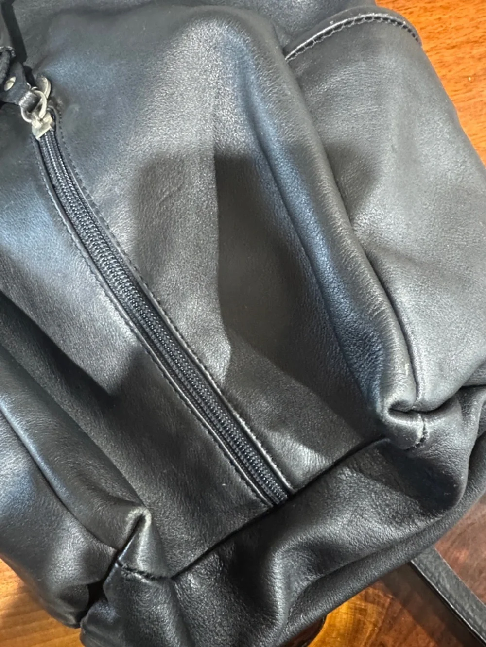 Bruno Rossi Vintage Black Leather Backpack Bag - Made in Italy